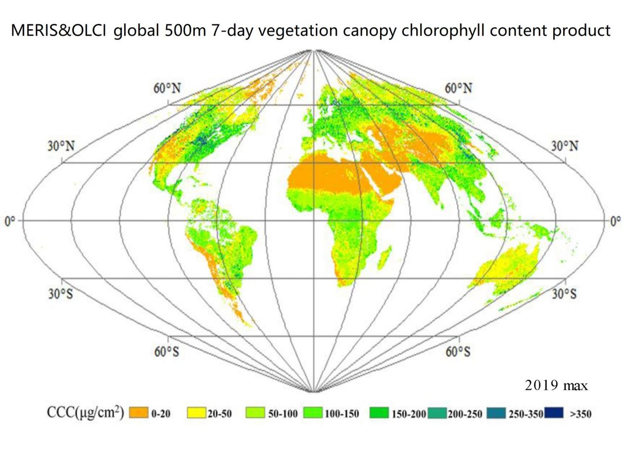 Product name：MERIS&OLCI global 500m 7-day vegetation canopy chlorophyll content product